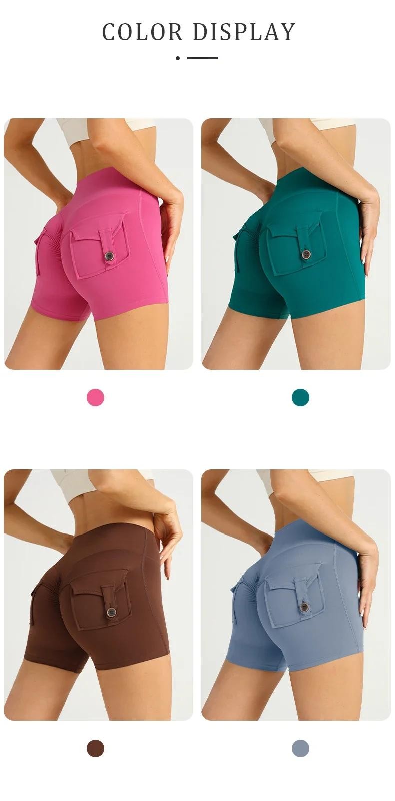 High Waist Yoga Shorts with Pockets Gym Workout Sports Tights Exercise Fitness