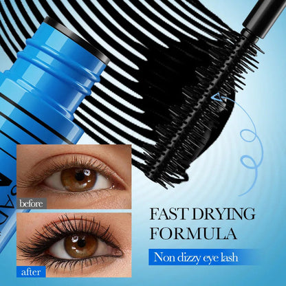 5D Waterproof Mascara Black Silk Fiber Lengthening Thick Curl Makeup Eyelash