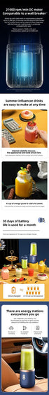 Portable 400ml Electric Juicer Blender USB Charging Fruit Smoothie Cup Machine