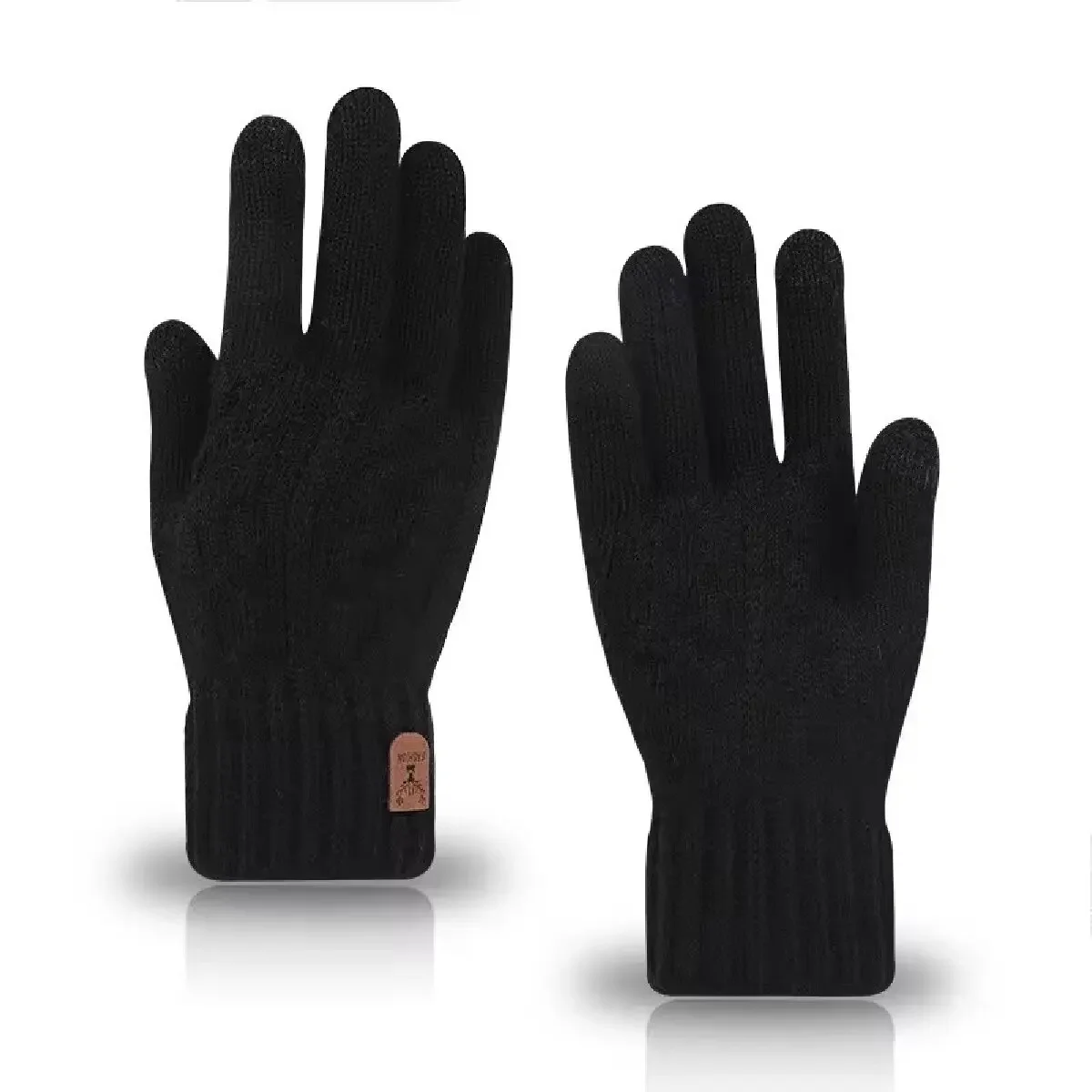 Winter Warm Touchscreen Knitted Gloves Men Velvet Thick Wool Cold-Proof Gloves
