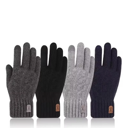 Winter Warm Touchscreen Knitted Gloves Men Velvet Thick Wool Cold-Proof Gloves