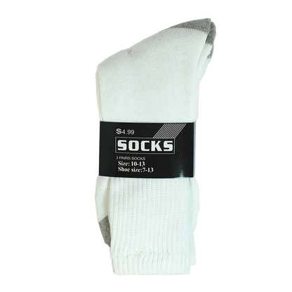 3-12 Pairs Men’s Athletic Cotton Crew Socks – White, 2-Tone, Sports Sizes 9 - 13