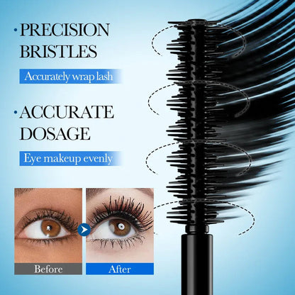 5D Waterproof Mascara Black Silk Fiber Lengthening Thick Curl Makeup Eyelash