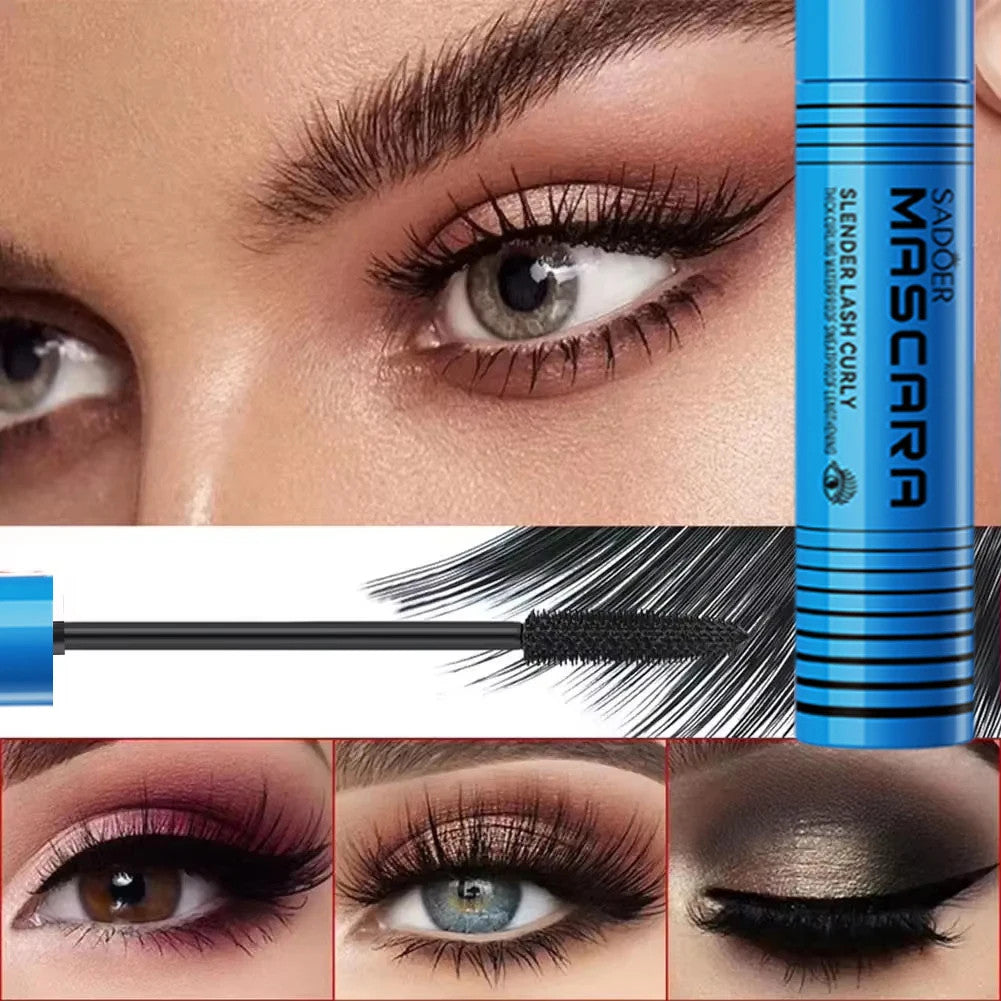 5D Waterproof Mascara Black Silk Fiber Lengthening Thick Curl Makeup Eyelash