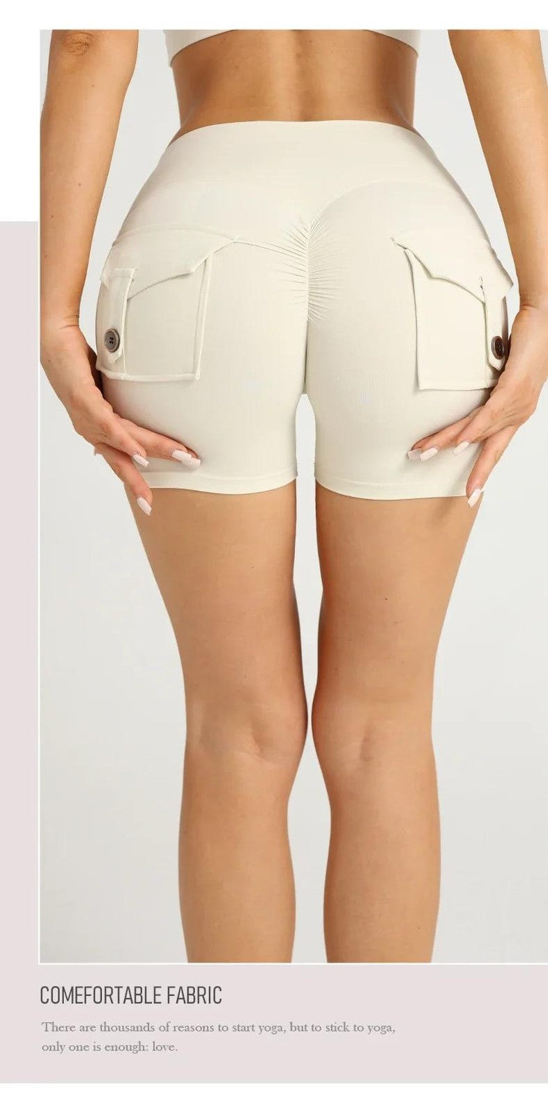 High Waist Yoga Shorts with Pockets Gym Workout Sports Tights Exercise Fitness