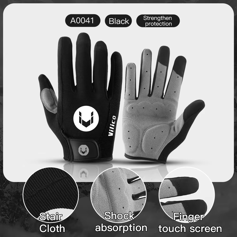 Winter MTB Cycling Gloves Men Touchscreen Long Finger Shockproof Non-Slip Warm