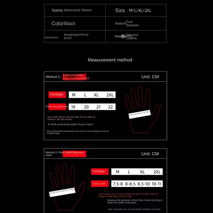 Winter Motorcycle Leather Gloves Men Women Carbon Fiber Breathable Full Finger