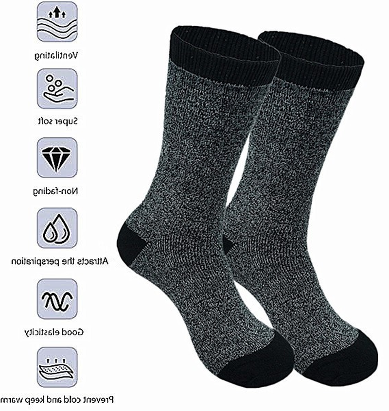 6 Pairs Men’s Winter Thermal Heated Socks – Super Warm for Boots, Size 10–13