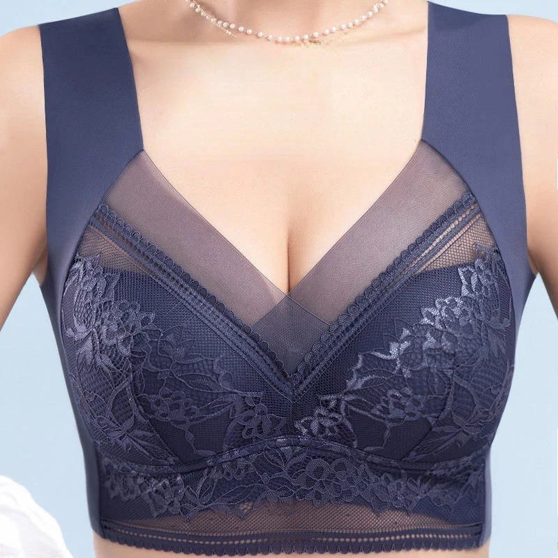 Women’s Lace V-Neck Full Cup Push Up Bra Seamless Breathable Lingerie Top