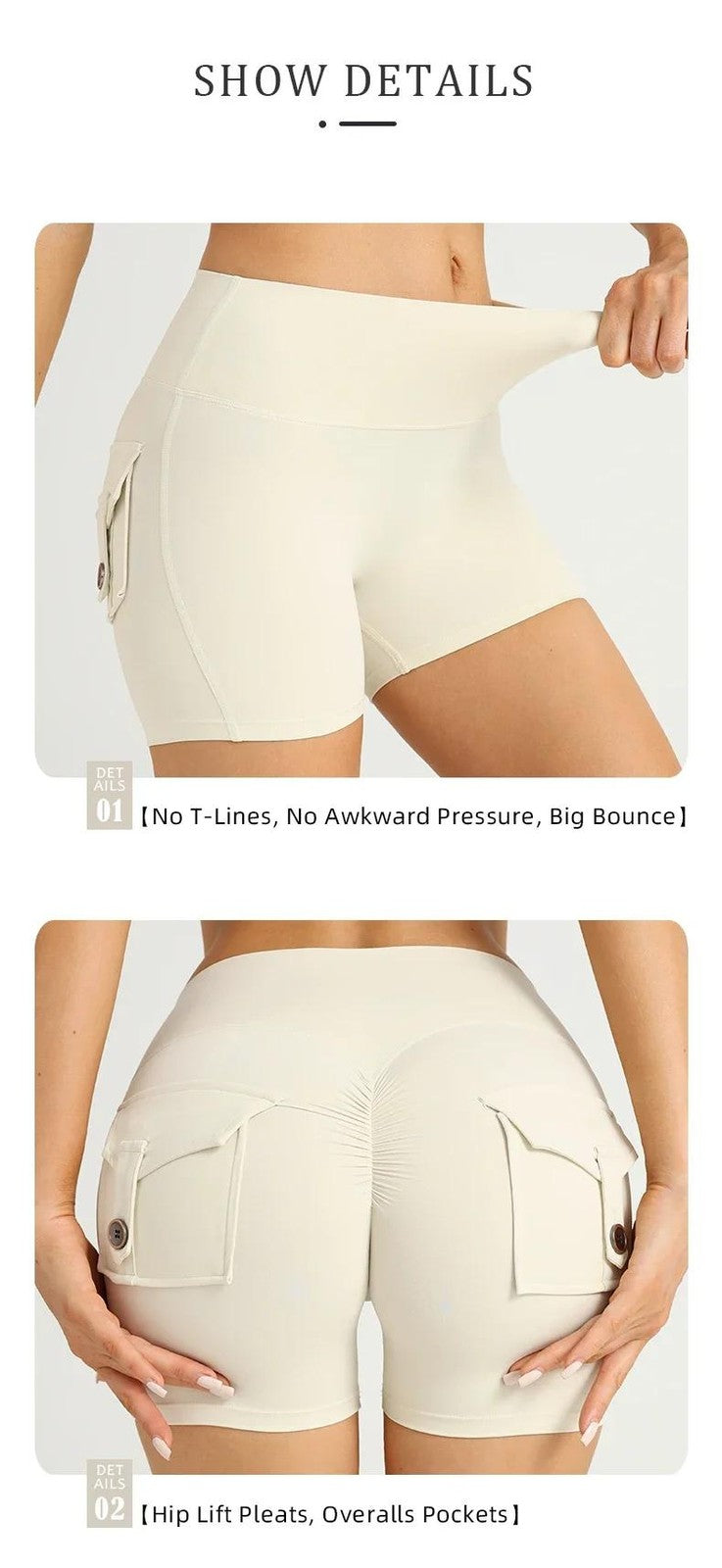 High Waist Yoga Shorts with Pockets Gym Workout Sports Tights Exercise Fitness