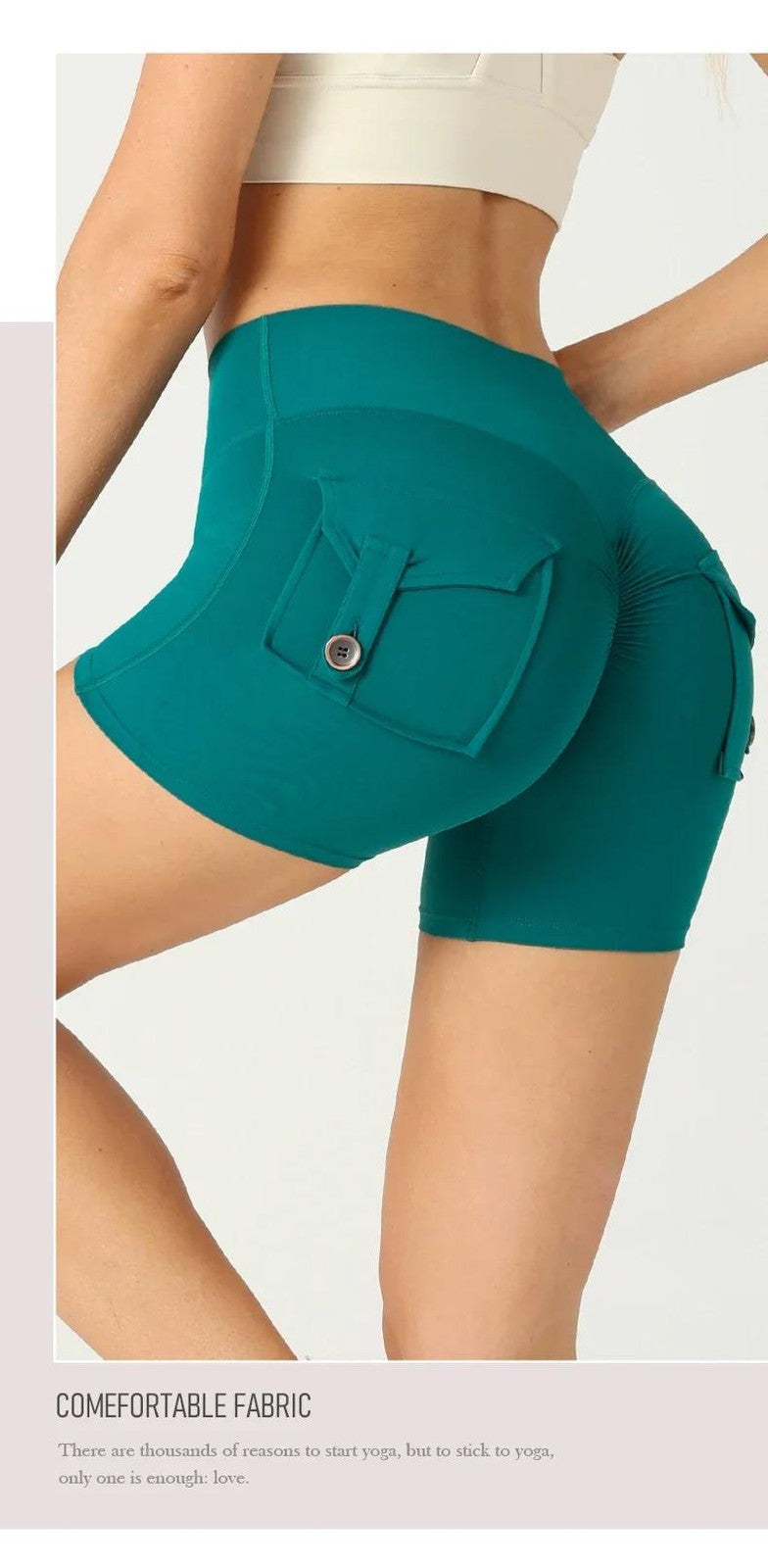 High Waist Yoga Shorts with Pockets Gym Workout Sports Tights Exercise Fitness