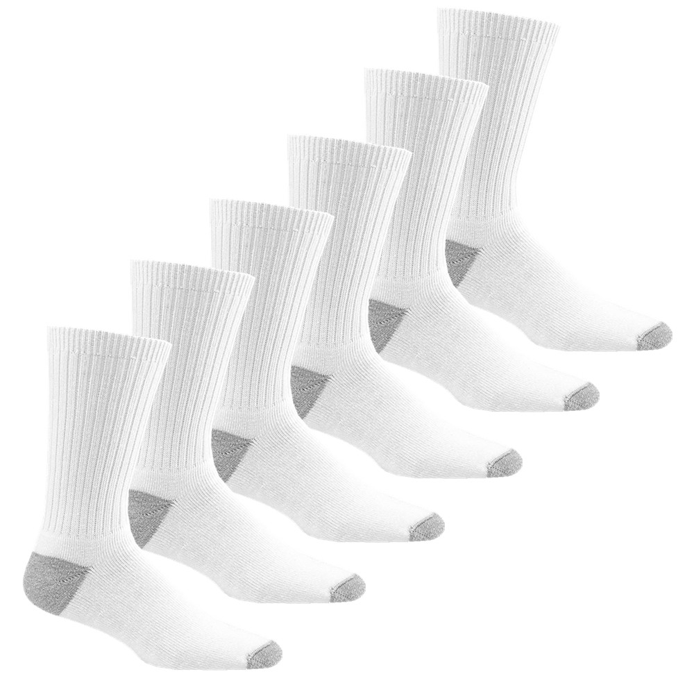 3-12 Pairs Men’s Athletic Cotton Crew Socks – White, 2-Tone, Sports Sizes 9 - 13