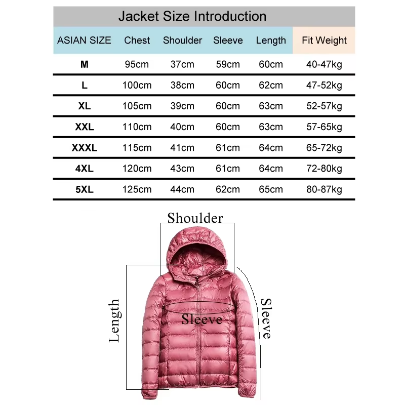 Women’s 90% White Duck Down Jacket – Lightweight Hiking & Climbing Coat, Warm