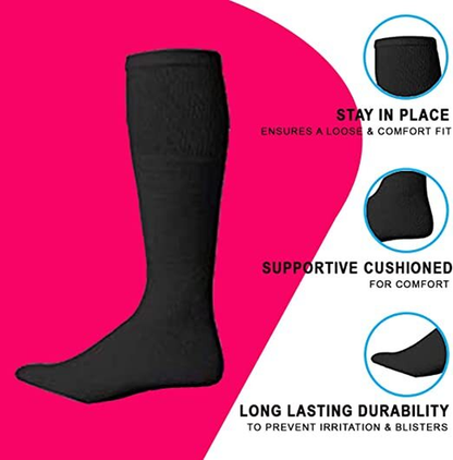 3-12 Pairs Men’s Black Athletic Cotton Socks – High Calf Sports & Work Size 9-15