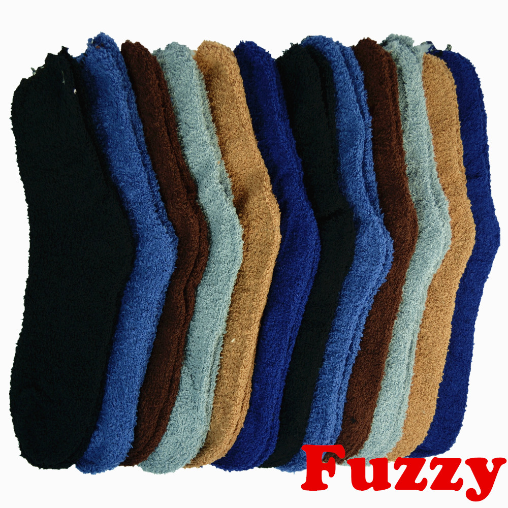 Men’s Winter Warm Slipper Socks – 6 Pairs, Soft Fuzzy House Socks, Size 10–13
