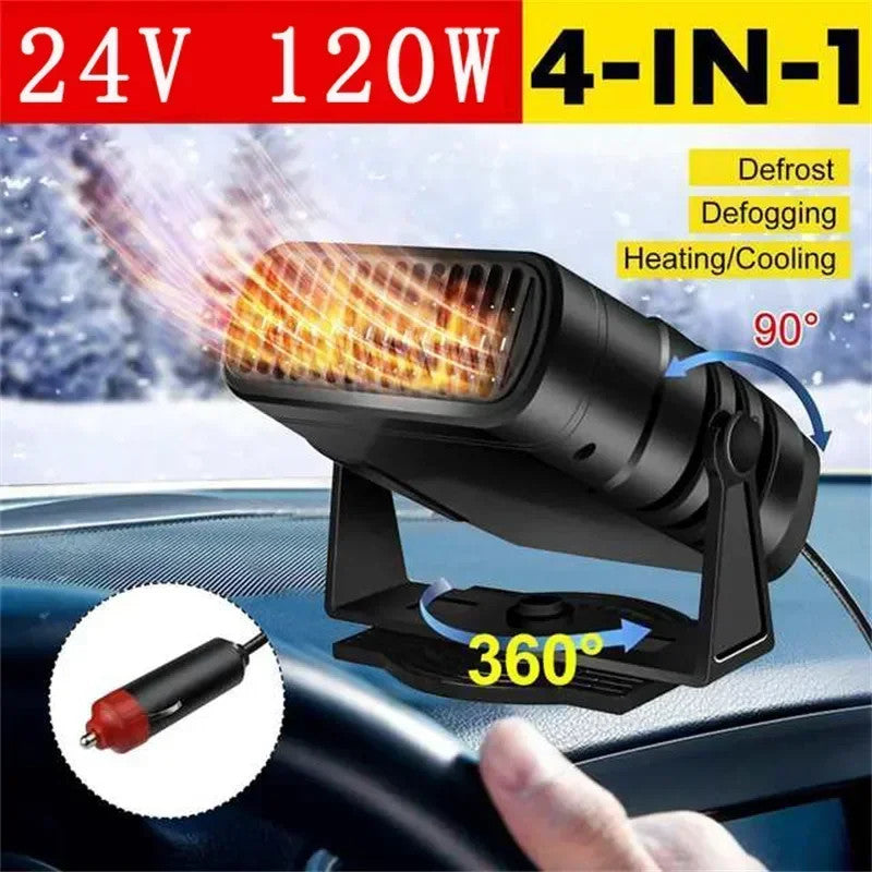 12V/24V Portable Car Heater & Cooling Fan Defroster Fast Windshield Demister