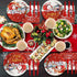 175PCS Christmas Party Supply Set Plates Cups Napkins Utensils Snowflakes Xmas