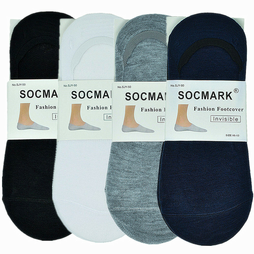 Men’s No-Show Invisible Socks – 3–12 Pairs, Low Cut Cotton, Nonslip Socks, White