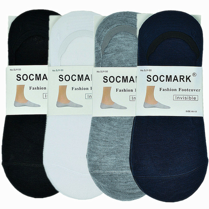 Men’s No-Show Invisible Socks – 3–12 Pairs, Low Cut Cotton, Nonslip Socks, White