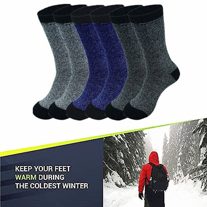6 Pairs Men’s Winter Thermal Heated Socks – Super Warm for Boots, Size 10–13