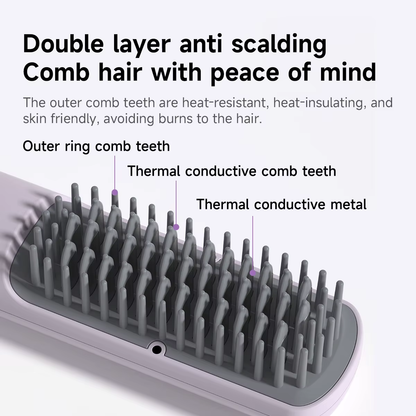 DOCOLAB Cordless 2-in-1 Straightener & Curler USB Ionic Brush 30s Heat-Up