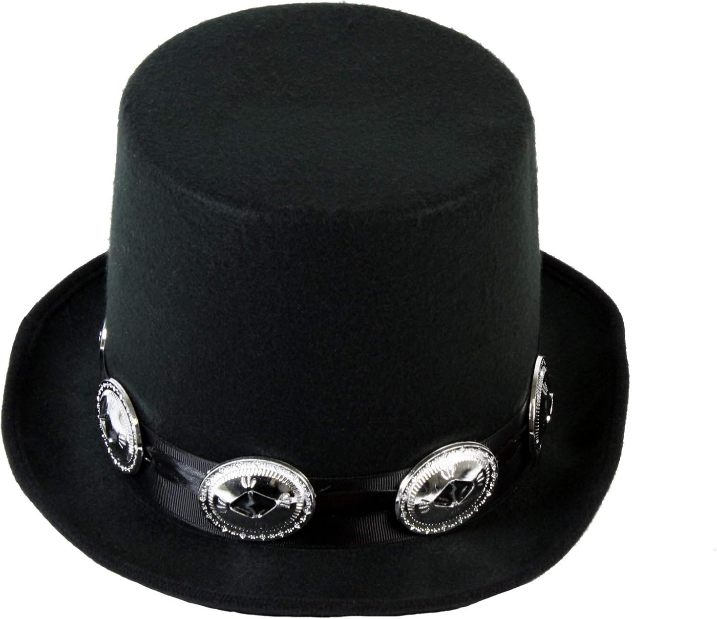 Black Buckled Guitar Hero Rocker Top Hat – Fancy Dress Party Costume