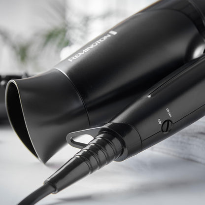 Remington Travel Hair Dryer (Diffuser, Concentrator, Folding Handle, Lightweight Compact Design, Worldwide Voltage, 2 Heat / 2 Speed Settings, 2000W) D1500