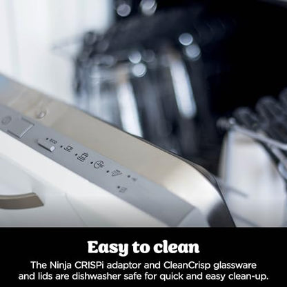 Ninja CRISPi Portable Air Fryer, 3.8L, 4-in-1: Air Fry, Roast, Keep Warm, Recrisp, Space Saving Compact Design, 2x Removable Glass Containers & Lids, 1700W, Cyber Space Blue FN101UKGY