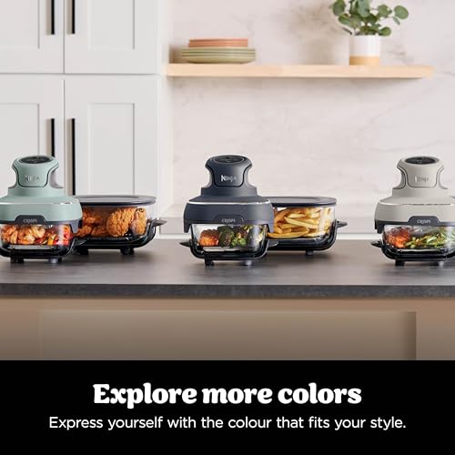 Ninja CRISPi Portable Air Fryer, 3.8L, 4-in-1: Air Fry, Roast, Keep Warm, Recrisp, Space Saving Compact Design, 2x Removable Glass Containers & Lids, 1700W, Cyber Space Blue FN101UKGY