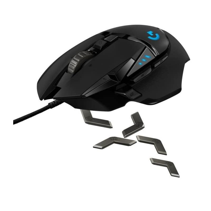 Logitech G502 HERO High Performance Wired Gaming Mouse, HERO 25K Sensor, 25,600 DPI, RGB, Adjustable Weights, 11 Programmable Buttons, On-Board Memory, PC/Mac - Black