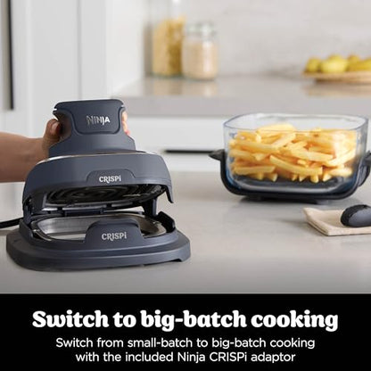 Ninja CRISPi Portable Air Fryer, 3.8L, 4-in-1: Air Fry, Roast, Keep Warm, Recrisp, Space Saving Compact Design, 2x Removable Glass Containers & Lids, 1700W, Cyber Space Blue FN101UKGY