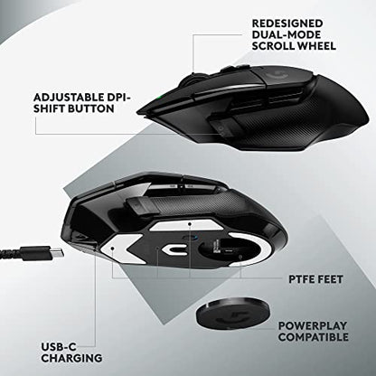 Logitech G502 HERO High Performance Wired Gaming Mouse, HERO 25K Sensor, 25,600 DPI, RGB, Adjustable Weights, 11 Programmable Buttons, On-Board Memory, PC/Mac - Black