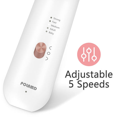 POLAMD Professional Electric Manicure Pedicure Set, Cordless Rechargeable Nail File & Drill Kit, 5-Speed, LED Light, 6 Attachments for Acrylic Gel Nail Cuticles Hard Skin Removal Nail Care