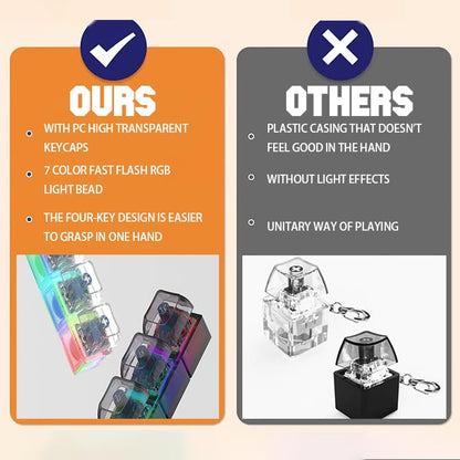 2 Pcs Keyboard Fidget Toy for Adults Fidget Keyboard Clicker Toys with LED Lights Keychain Stress Relief for Anxiety Decompression (Black and White)