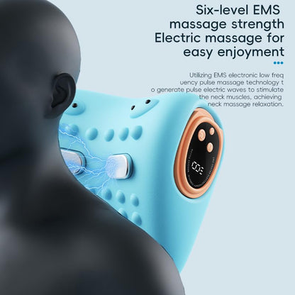Neck Massager Pillow with Heat,3-in-1 EMS Pulse/Vibration/Heating with Remote Control,Electric Cervical Neck Traction Pillows for Pain Relief and Muscle Relax,Gifts for Women Men(Blue)