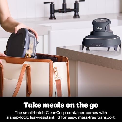 Ninja CRISPi Portable Air Fryer, 3.8L, 4-in-1: Air Fry, Roast, Keep Warm, Recrisp, Space Saving Compact Design, 2x Removable Glass Containers & Lids, 1700W, Cyber Space Blue FN101UKGY