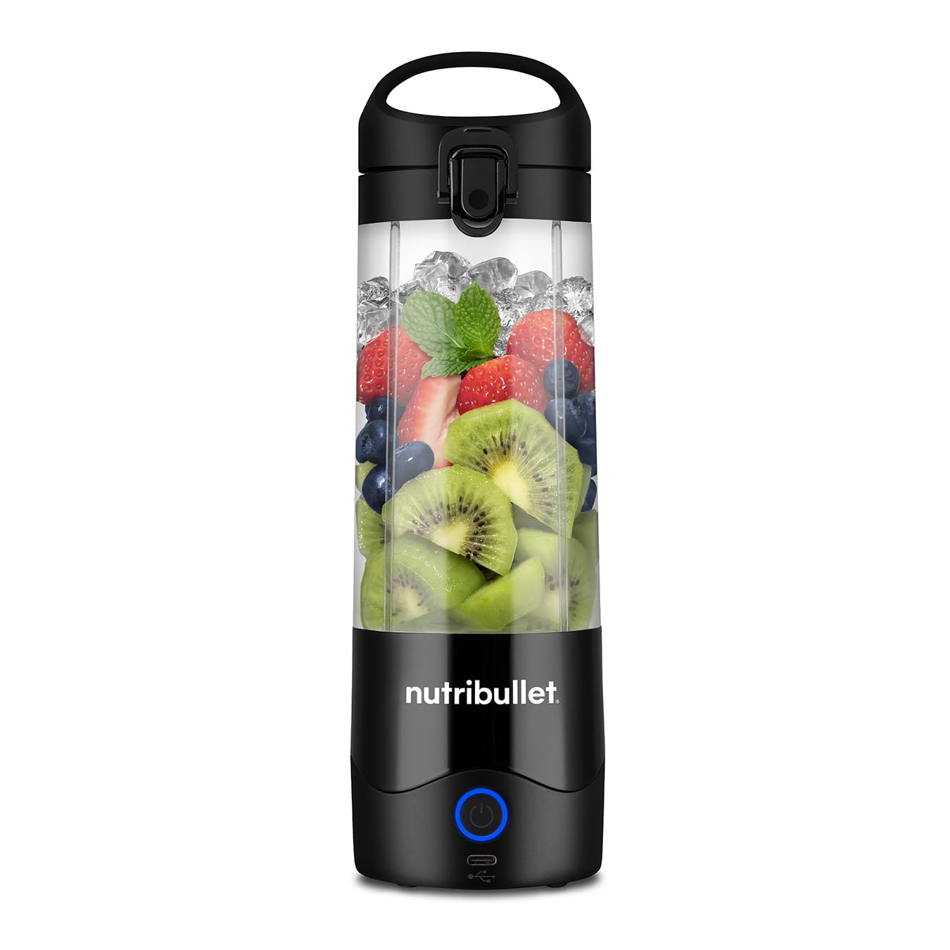 nutribullet Portable Blender in Black - Powerful Extractor Blade, 475ml Cup, To-Go Lid, USB-C Charging Cable & User Guide - Delivers 15+ Blending Cycles - Healthy Shakes On The Move