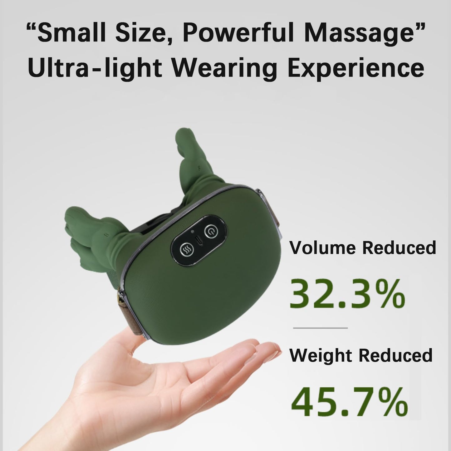 Neck and Shoulder Massager,Portable Shiatsu Back Massage Hand-Shaped Deep Tissue 4D Kneading Massager with Heat for Pain Relief and Muscle Relax,Christmas Gifts for Women Men,(Green)