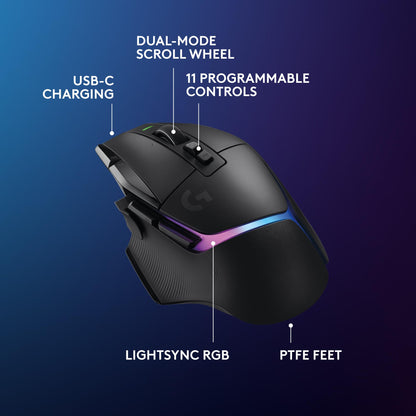 Logitech G502 HERO High Performance Wired Gaming Mouse, HERO 25K Sensor, 25,600 DPI, RGB, Adjustable Weights, 11 Programmable Buttons, On-Board Memory, PC/Mac - Black