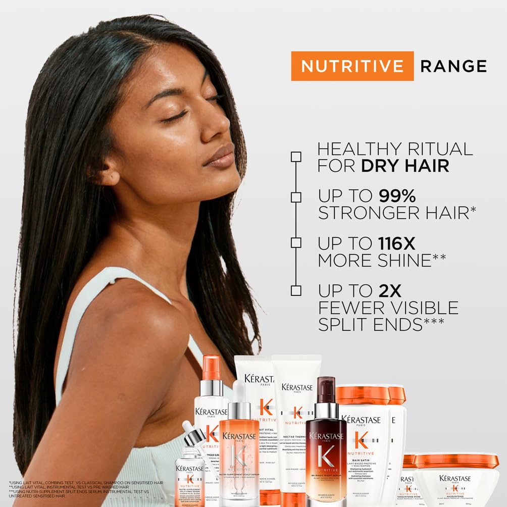 Kérastase Nutritive Nourishing Hair Serum with Niacinamide, Overnight Leave-In Treatment for Dry Hair, Lightweight and Non-Greasy, 8H Magic Night Serum, 90 ml