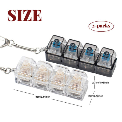 2 Pcs Keyboard Fidget Toy for Adults Fidget Keyboard Clicker Toys with LED Lights Keychain Stress Relief for Anxiety Decompression (Black and White)