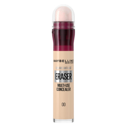 Maybelline Instant Anti-Age Eraser Eye Concealer for Face, Dark Circles, Blemish & Fine Lines Concealer, Full Coverage, Dermatologist Tested, Suitable for Sensitive Skin, Shade: 00 Ivory