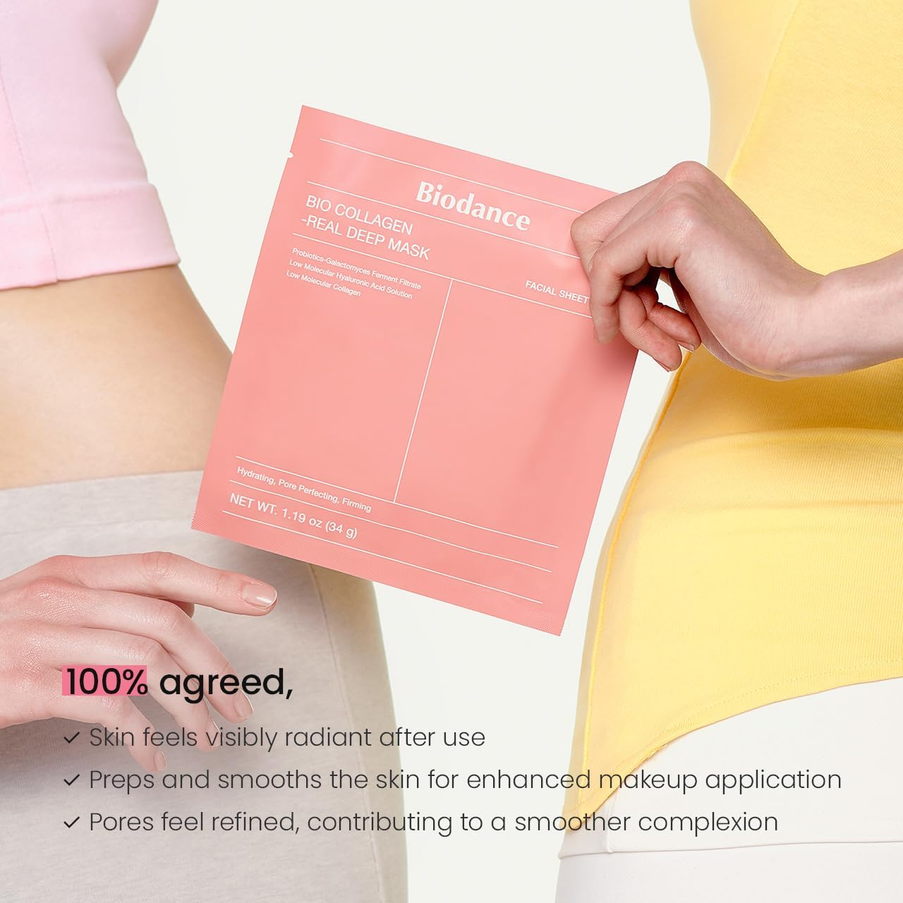 BIODANCE Bio-Collagen Real Deep Mask, Hydrogel Mask, Pore Minimizing, Elasticity Improvement, Korean Skincare | 1.19oz(34g) x 4ea