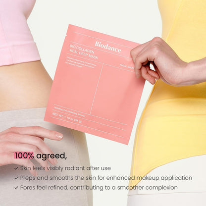 BIODANCE Bio-Collagen Real Deep Mask, Hydrogel Mask, Pore Minimizing, Elasticity Improvement, Korean Skincare | 1.19oz(34g) x 4ea