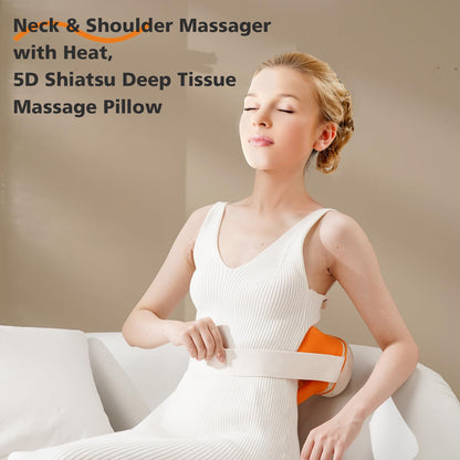 Neck and Shoulder Massager,Portable Shiatsu Back Massage Hand-Shaped Deep Tissue 4D Kneading Massager with Heat for Pain Relief and Muscle Relax,Christmas Gifts for Women Men,(Green)