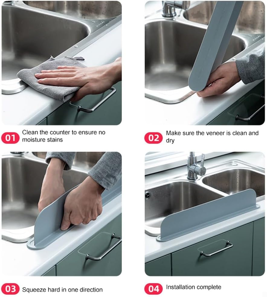 Kitchen Sink Splash Guard Silicone Sink Water Splash Guard Splatter Baffle Board With Sponge Holder For Home Countertop Protector(mint green)