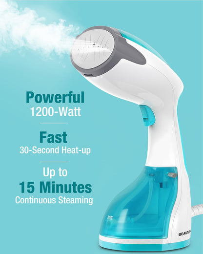 BEAUTURAL Clothes Steamer, Portable Handheld Steamer, Garment Fabric Wrinkles Remover, 30-Second Fast Heat-up, Auto-Off, Large Detachable Water Tank