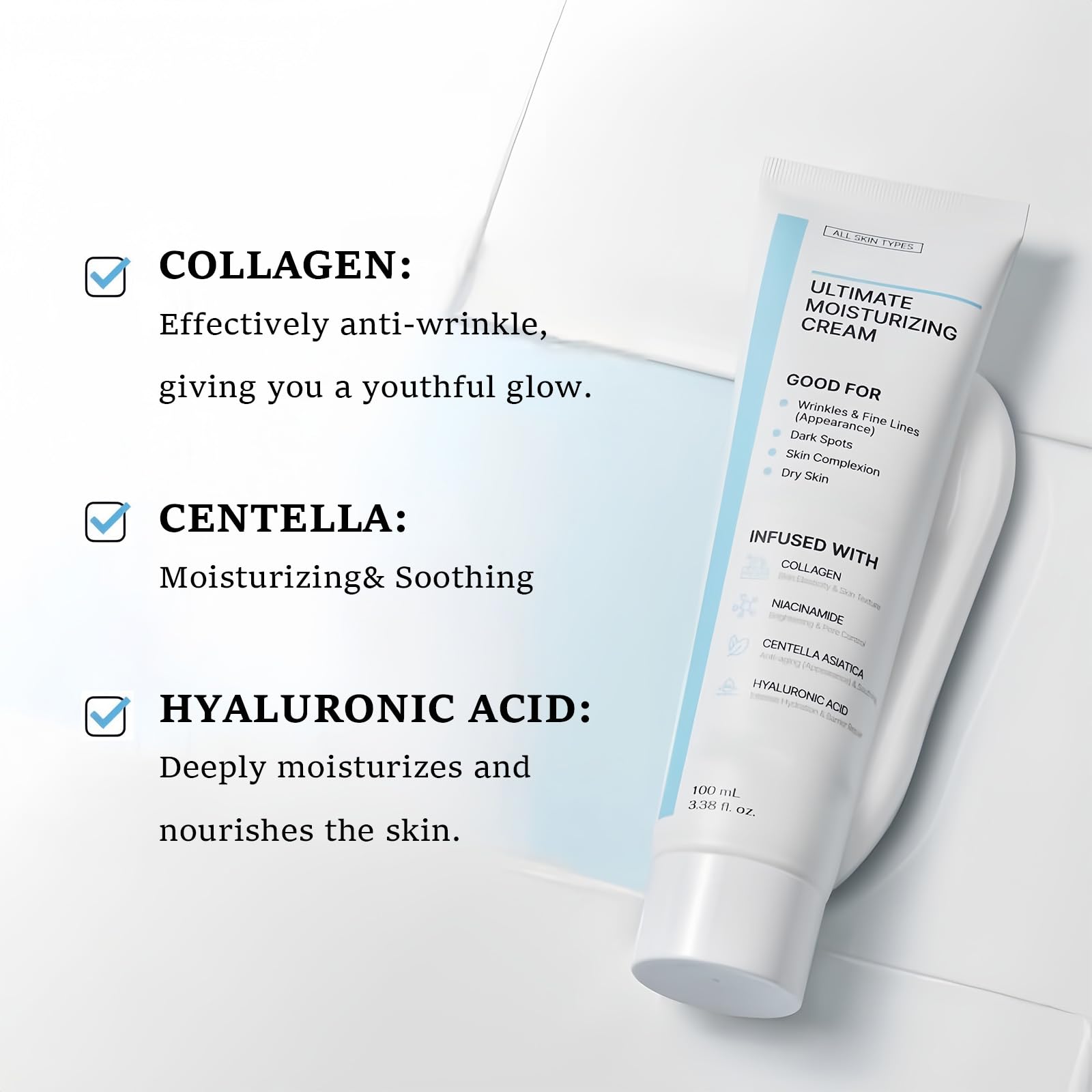 Centella Skin Care Face Moisturizer - Ultimate Moisturizing Cream for Women, Relieves Dry Complexion, Anti Wrinkle Face Care, Suitable for All Skin Types, 100ML