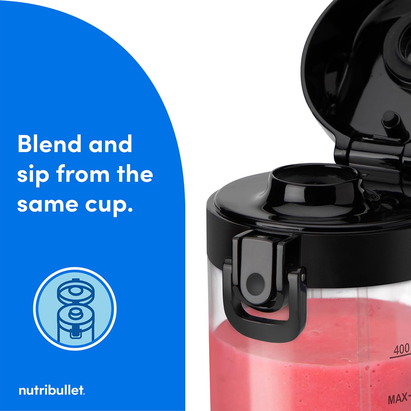 nutribullet Portable Blender in Black - Powerful Extractor Blade, 475ml Cup, To-Go Lid, USB-C Charging Cable & User Guide - Delivers 15+ Blending Cycles - Healthy Shakes On The Move