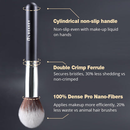 BEAKEY Diversity Makeup Brushes 12 Pcs Makeup Kit, Premium Synthetic Kabuki Foundation Face Powder Concealer Eyeshadow Blush Set, with 2 Pcs Blender Sponges (Black/Silver)